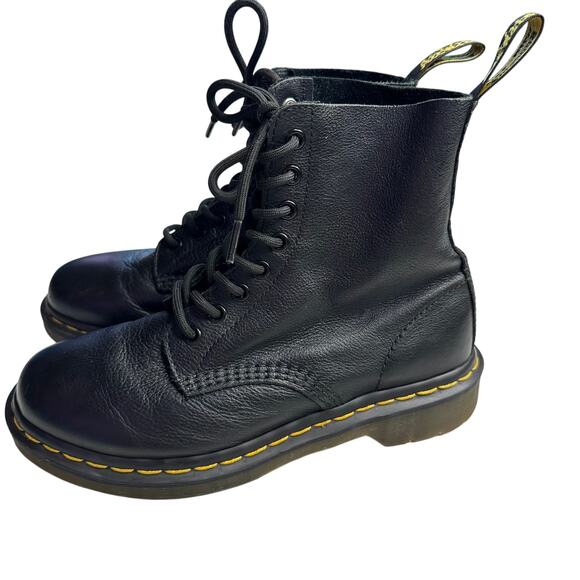 W7 Dr. Martens 1460 Combat Boots Black Leather 8-Eye Lace-Up Moto Grunge Punk - Picture 10 of 12